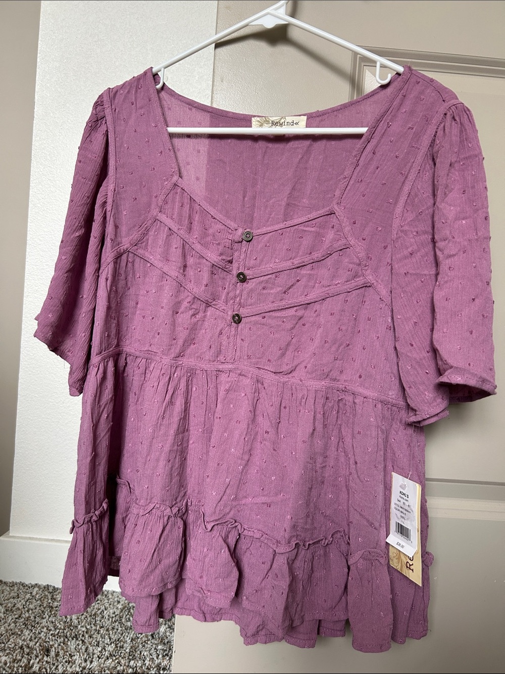 Women's Mauve Dot Peasant Top